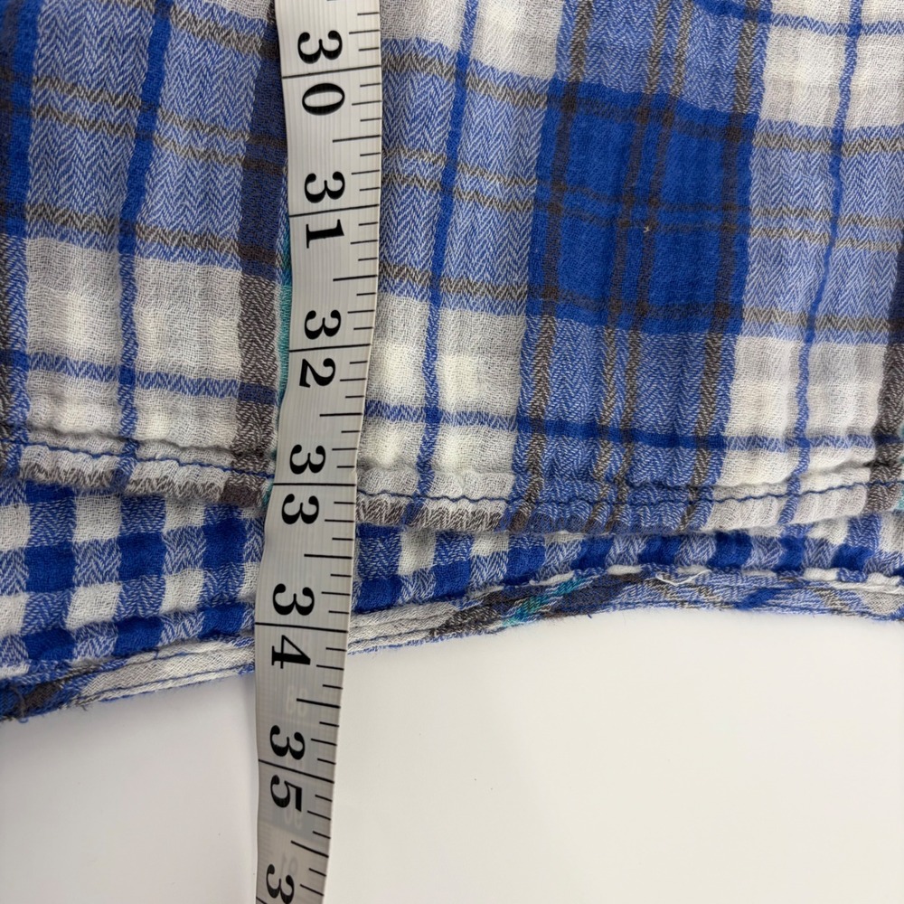 Lane Bryant Plaid Button Down Shirt Tunic Blue White Gray Womens Plus Size 26 28 - Picture 7 of 7